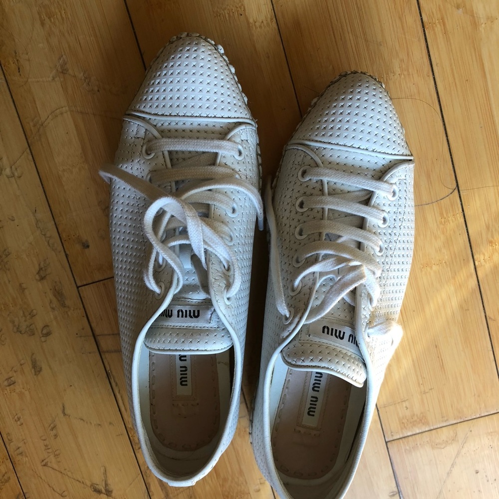 Miu Miu Espadrille Platform Leather Sneakers
